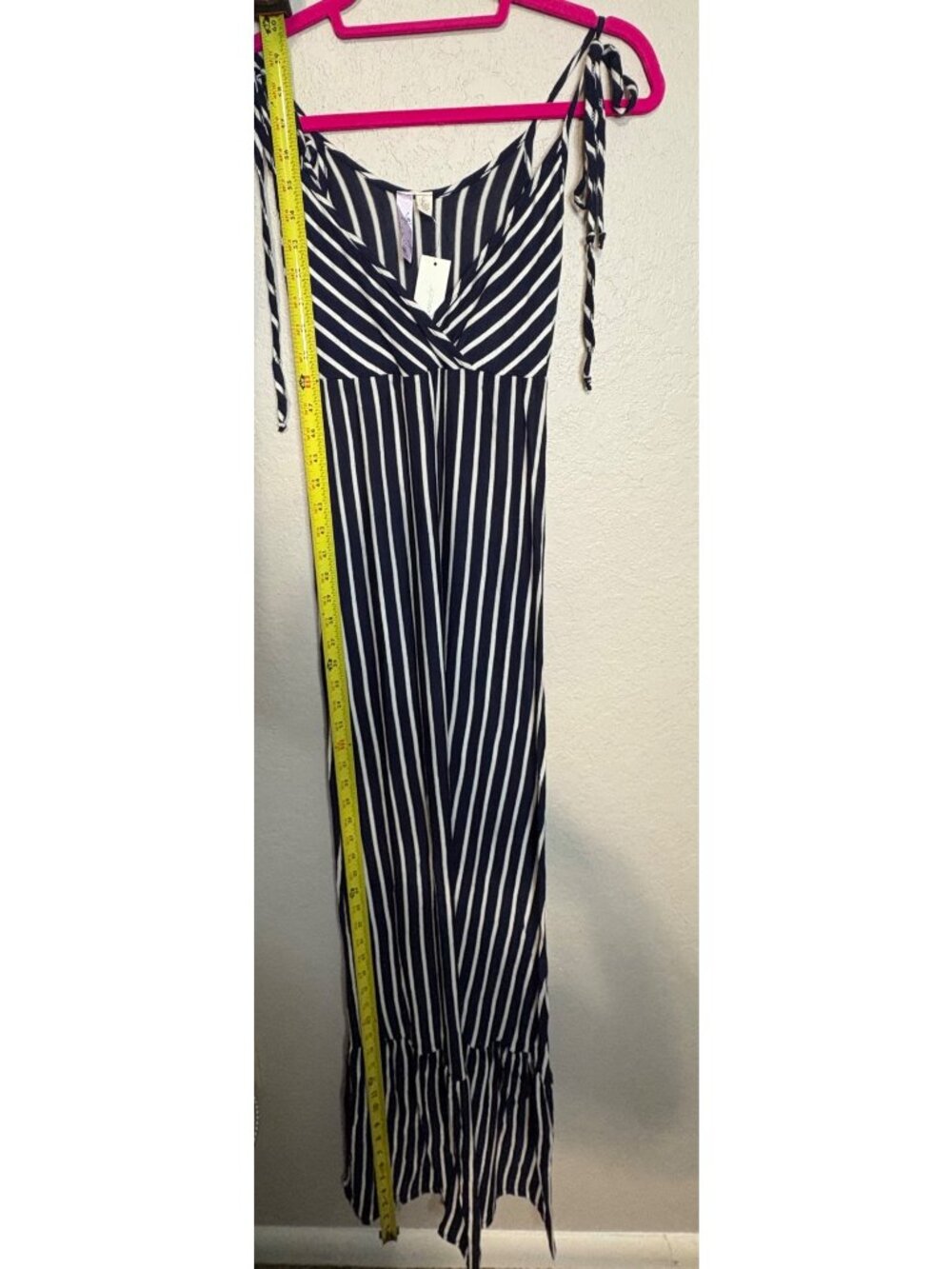 Striped Navy & White Maxi Dress With Adjustable Tie Straps XXS - Picture 12 of 12